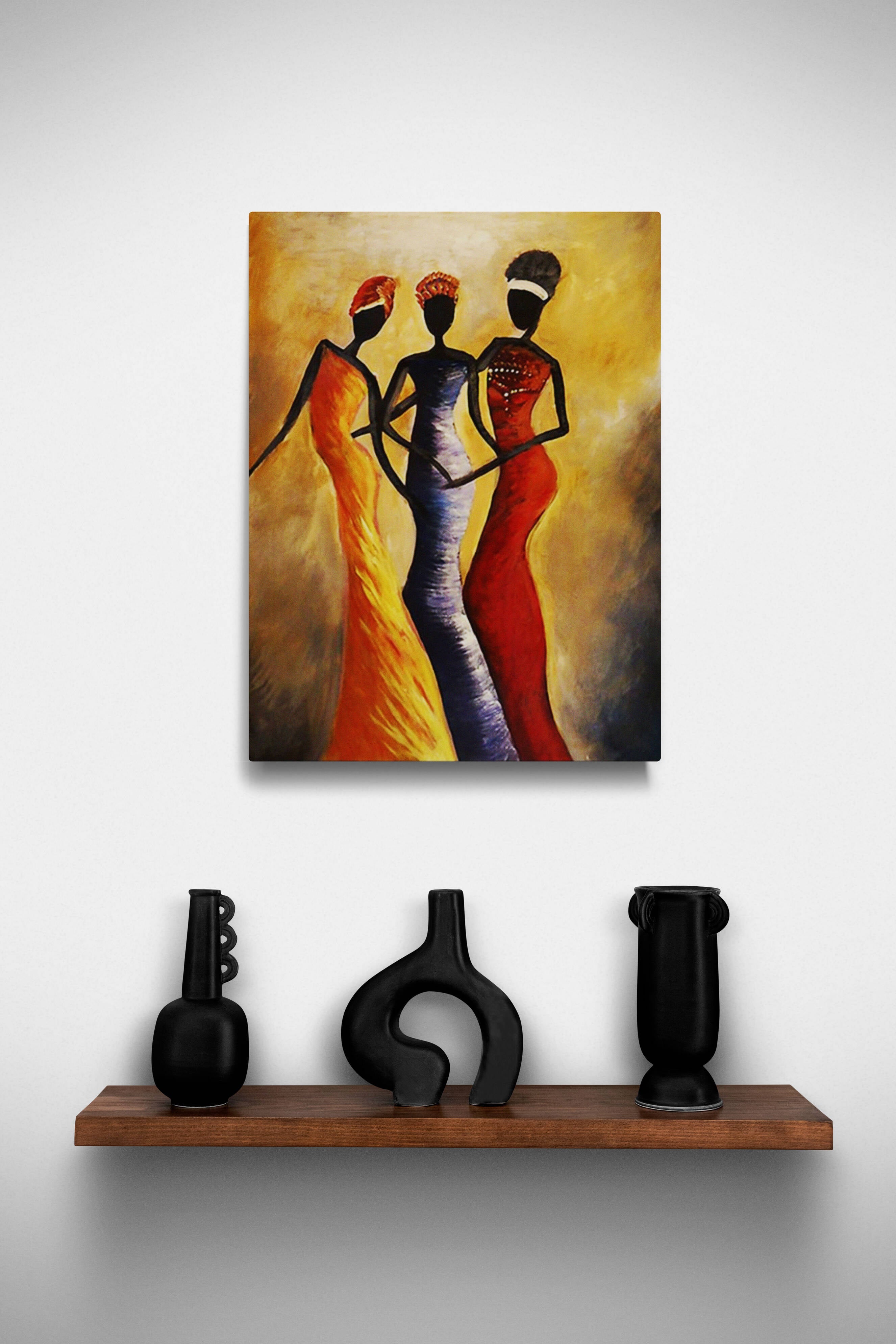 African Woman - Vintage - Canvas Wall Art Framed Print - Various Sizes