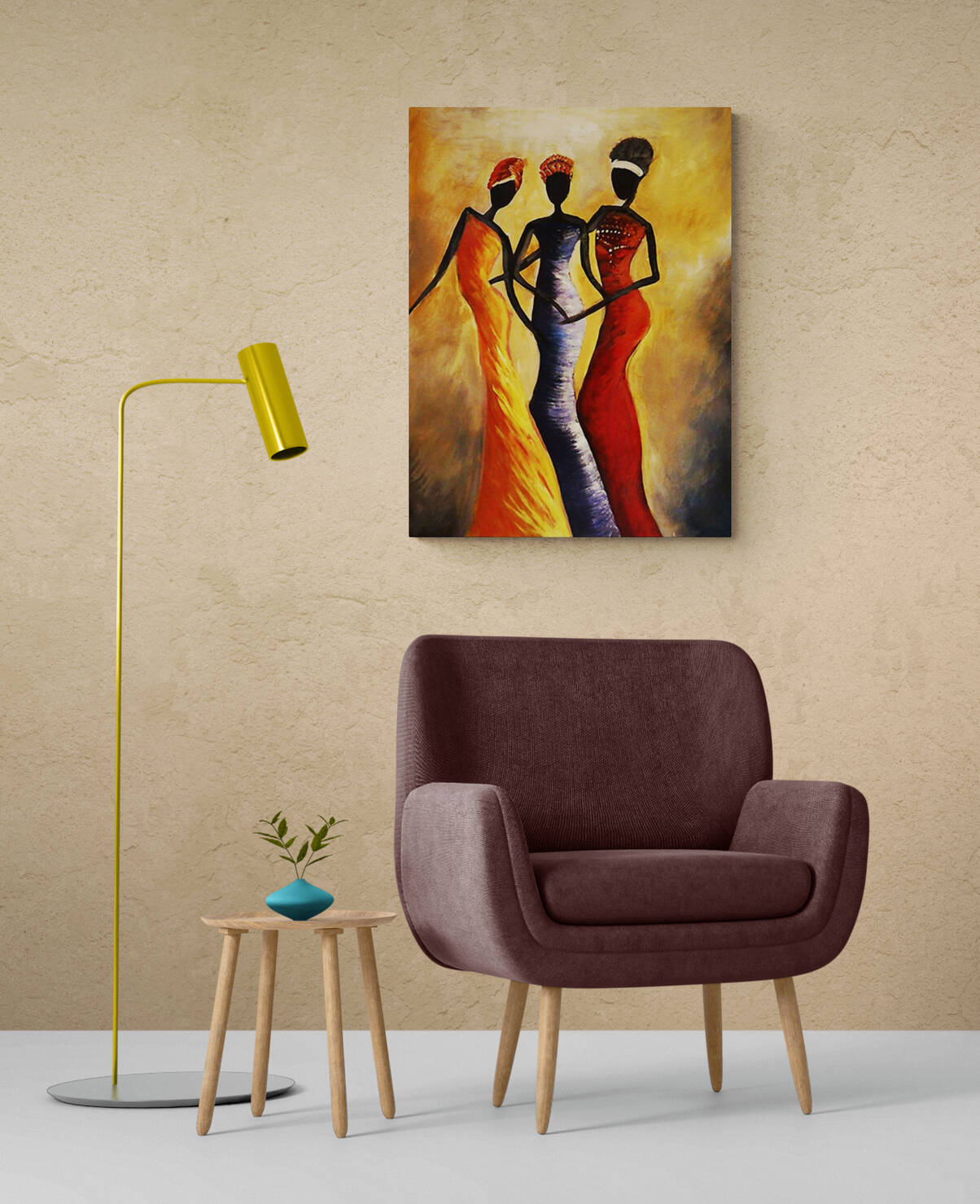 African Woman - Vintage - Canvas Wall Art Framed Print - Various Sizes
