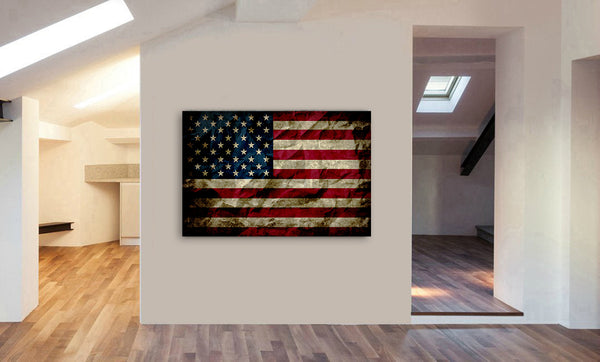 American Flag - Canvas Wall Art Framed Print - Various Sizes