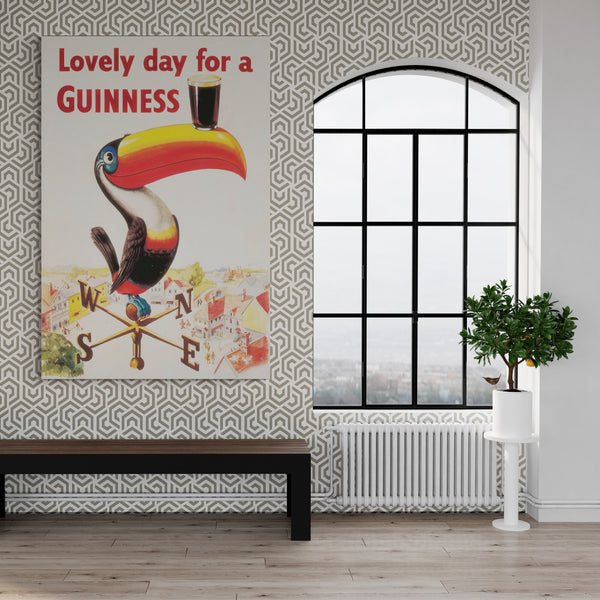 Vintage Advertising Guinness Drinking - Kitchen Wall Art - Canvas Wall Art Framed Print - Various Sizes