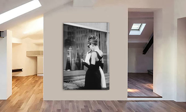 Audrey Hepburn - Window Shopping - Breakfast at Tiffany's - Canvas Wall Framed Print - Various Sizes