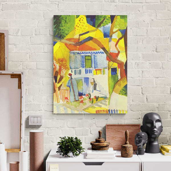August Macke - Courtyard Of The Country House In St. Germain - Wall Art - Canvas Wall Art Framed Print - Various Sizes