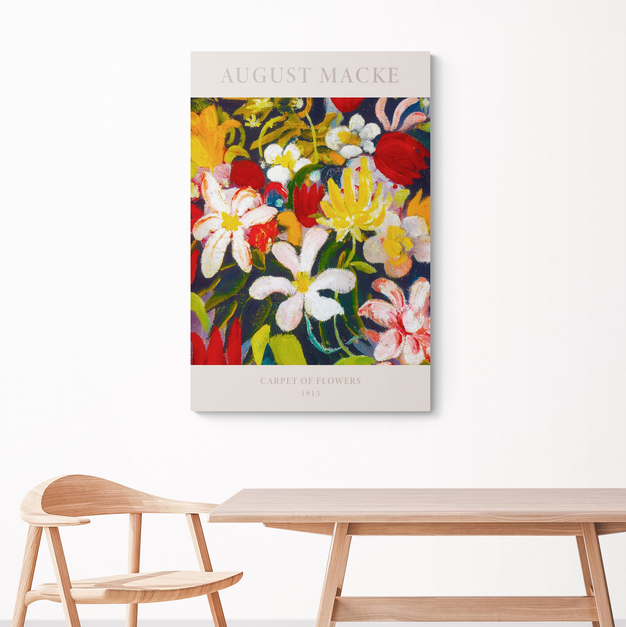 Carpet of Flowers by August Macke - Canvas Wall Art Framed Print - Various Sizes