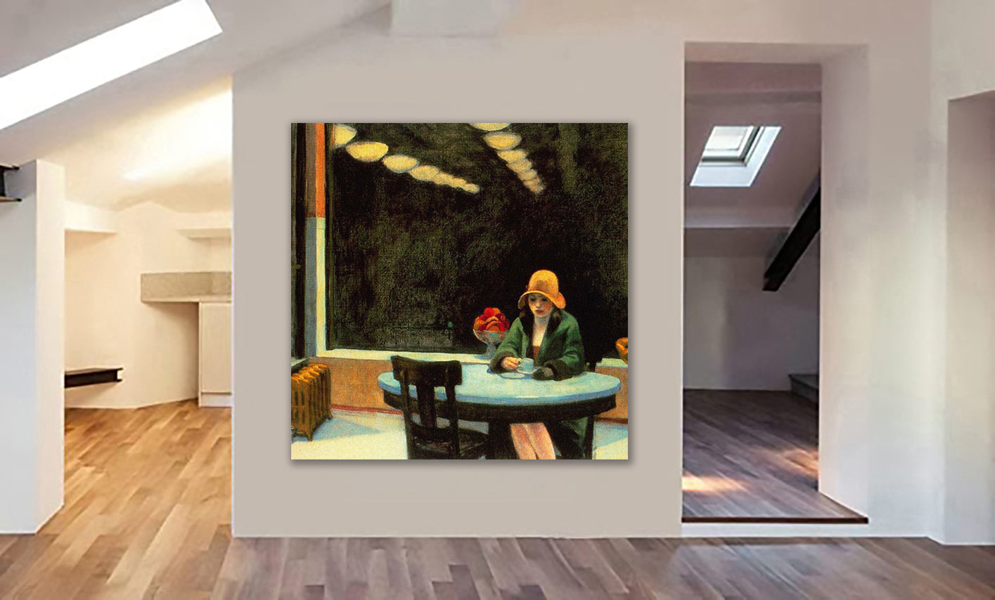 Automat - Wall Art by Edward Hopper 1927 - Framed Canvas Wall Art Print - Various Sizes