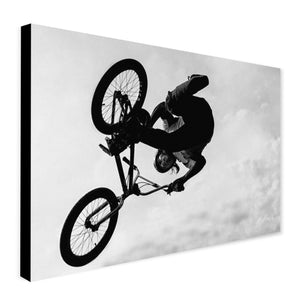 BMX Biker - Black And White Wall Art - Canvas Wall Art Framed  Print - Various Sizes