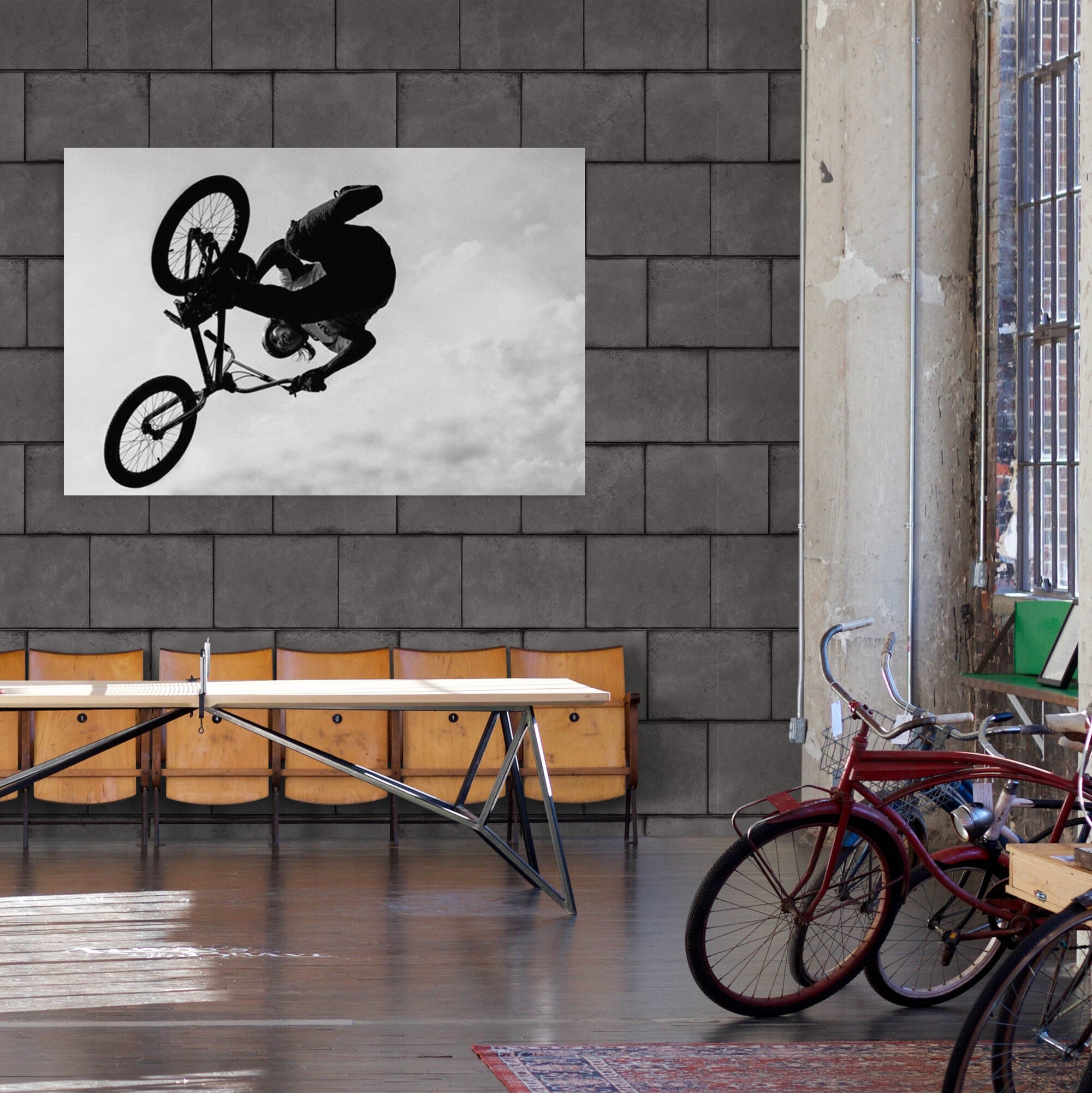 BMX Biker - Black And White Wall Art - Canvas Wall Art Framed  Print - Various Sizes