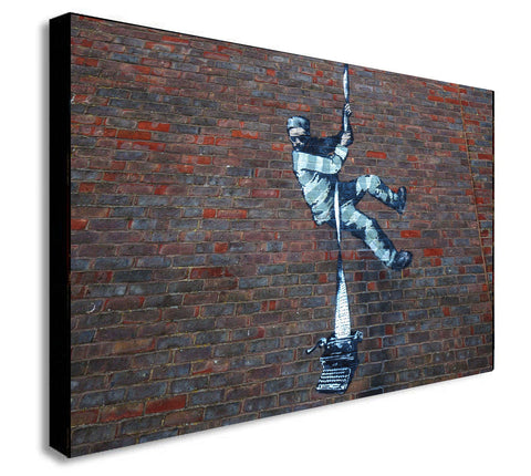 Banksy - Escaping Prisoner - Canvas Wall Art Framed Print - Various Sizes