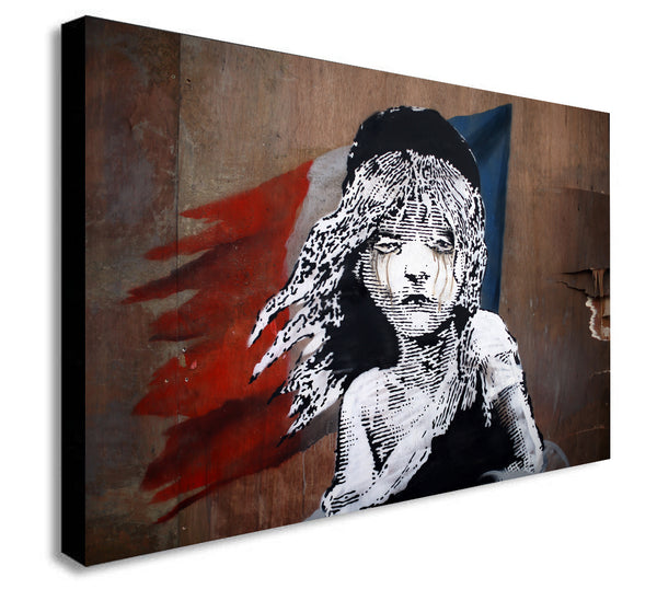Banksy Canvas - Les Miserables Paris - Wall Art Framed Print - Various Sizes