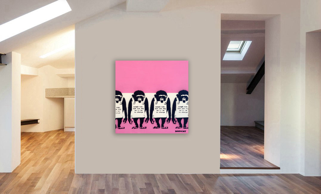 Banksy Canvas Wall Art Framed Print Graffiti - Laugh Now - Various Sizes