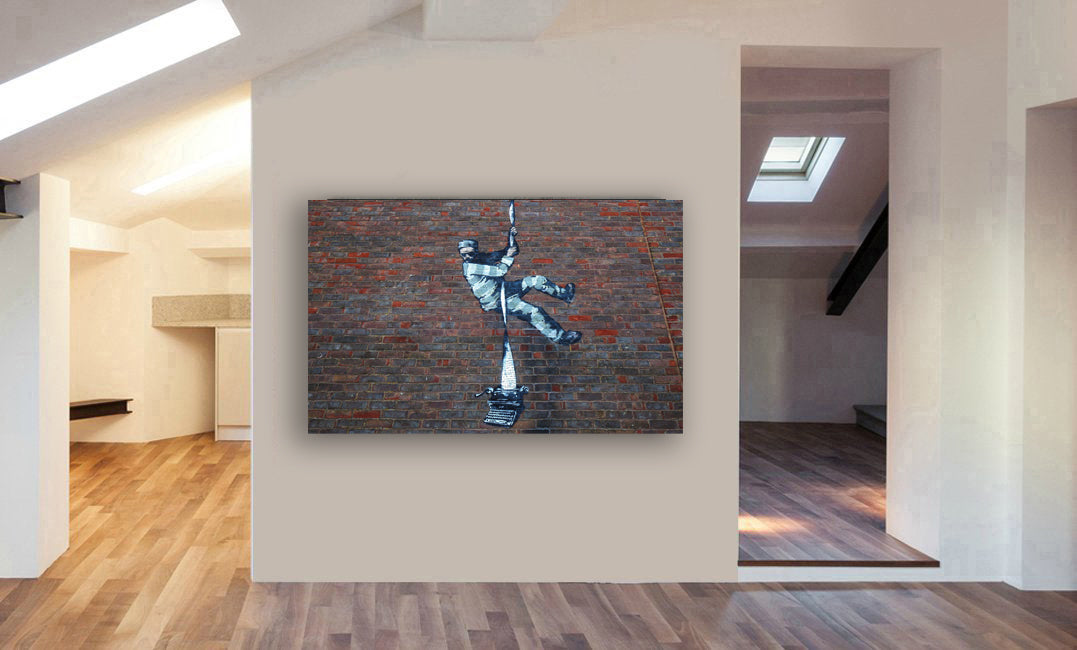 Banksy - Escaping Prisoner - Canvas Wall Art Framed Print - Various Sizes