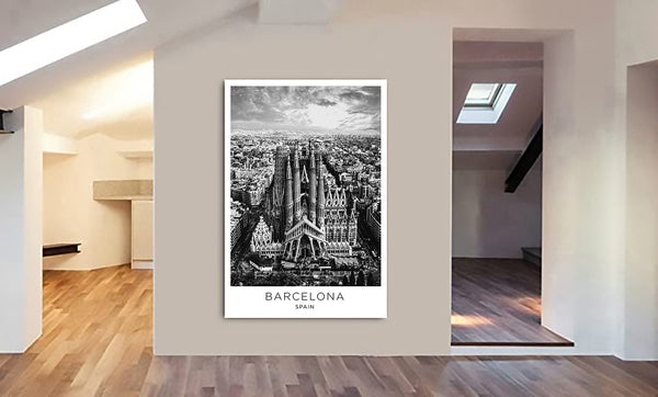 Barcelona City - Spain - Canvas Wall Art Framed Print - Various Sizes