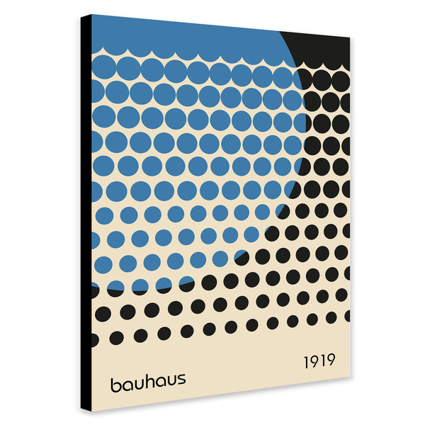 Bauhaus Circles on Circle Blue Wall Art - Canvas Wall Art Framed Print - Various Sizes