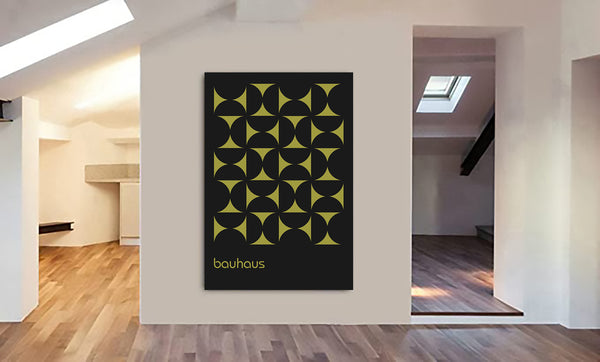 Bauhaus Geometric Grid - Abstract - Canvas Wall Art Framed Print - Various Sizes