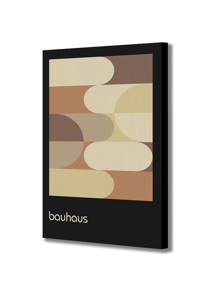 Bauhaus Geometric Shapes Brown - Abstract - Canvas Wall Art Framed Print - Various Sizes