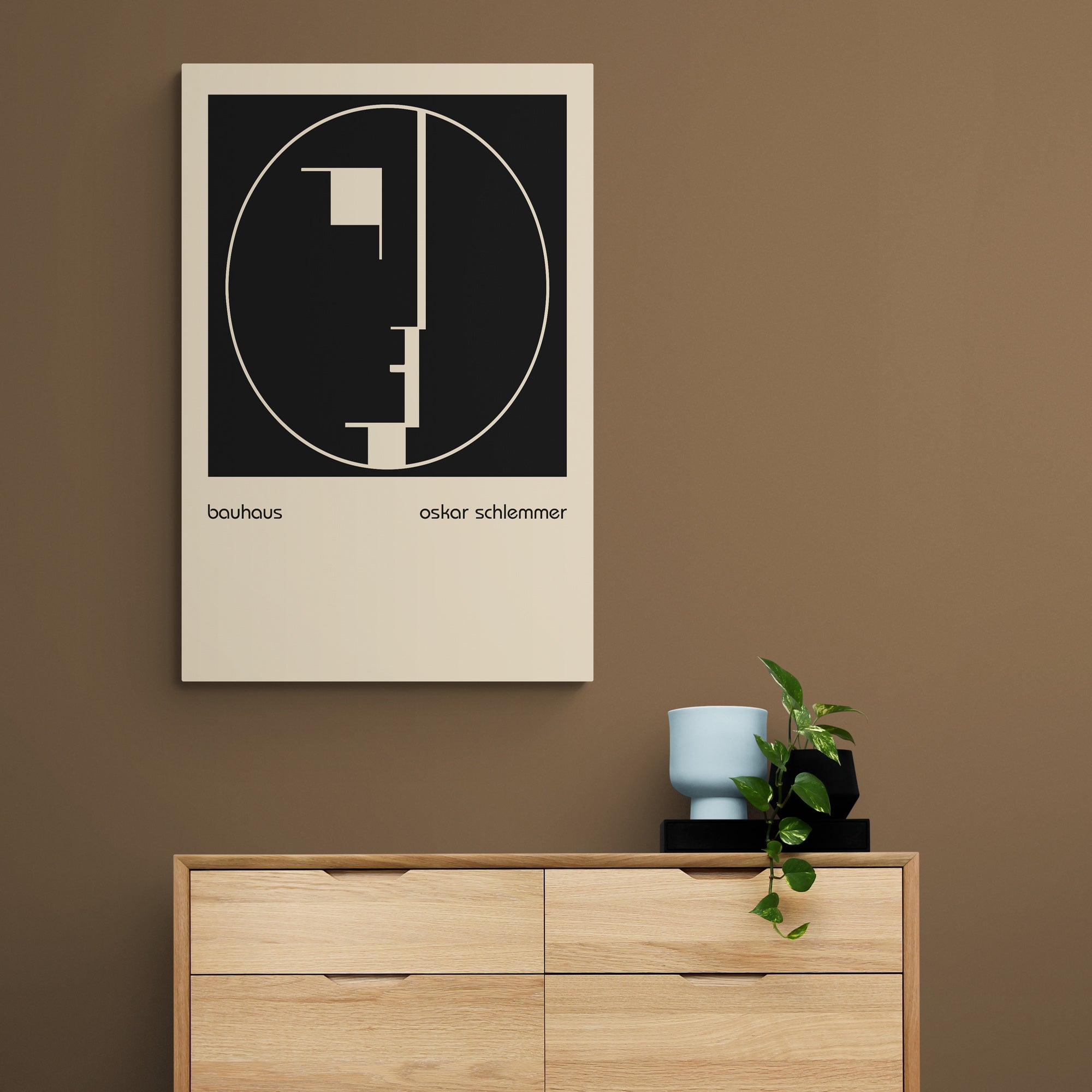 Bauhaus Head Emblem by Oscar Schlemmer - Abstract - Canvas Wall Art Framed Print - Various Sizes