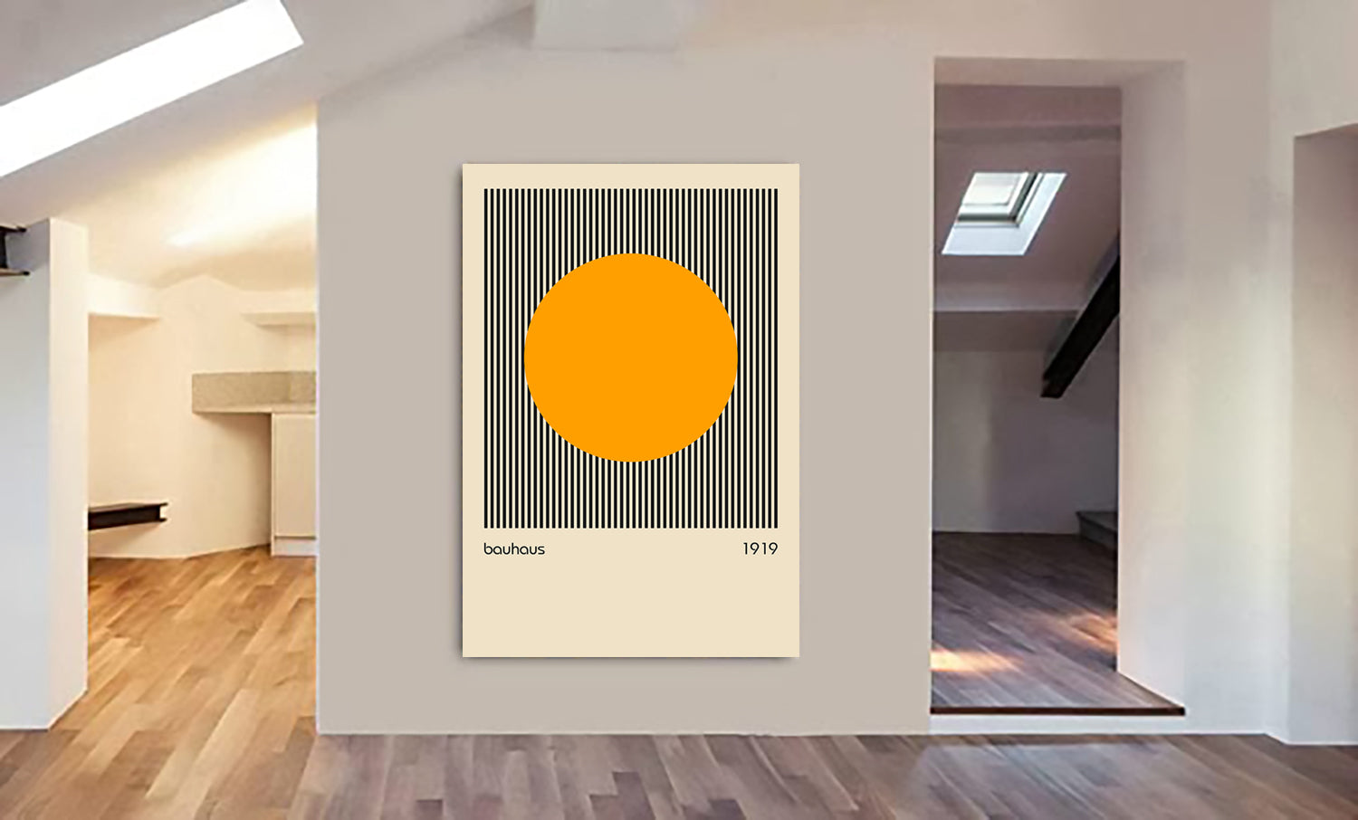 Bauhaus Orange Circle 1919 - Abstract - Canvas Wall Art Framed Print - Various Sizes