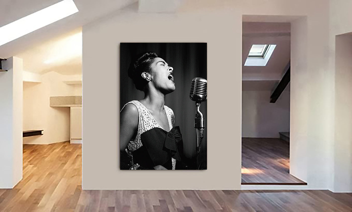 Billi Holiday - Jazz Artist 1940 - Vintage - Canvas Wall Art Framed Print - Various Sizes