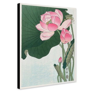 Blooming Lotus Flowers by Ohara Koson - Vintage Japanese Wall Art - Canvas Wall Art Framed  Print - Various Sizes