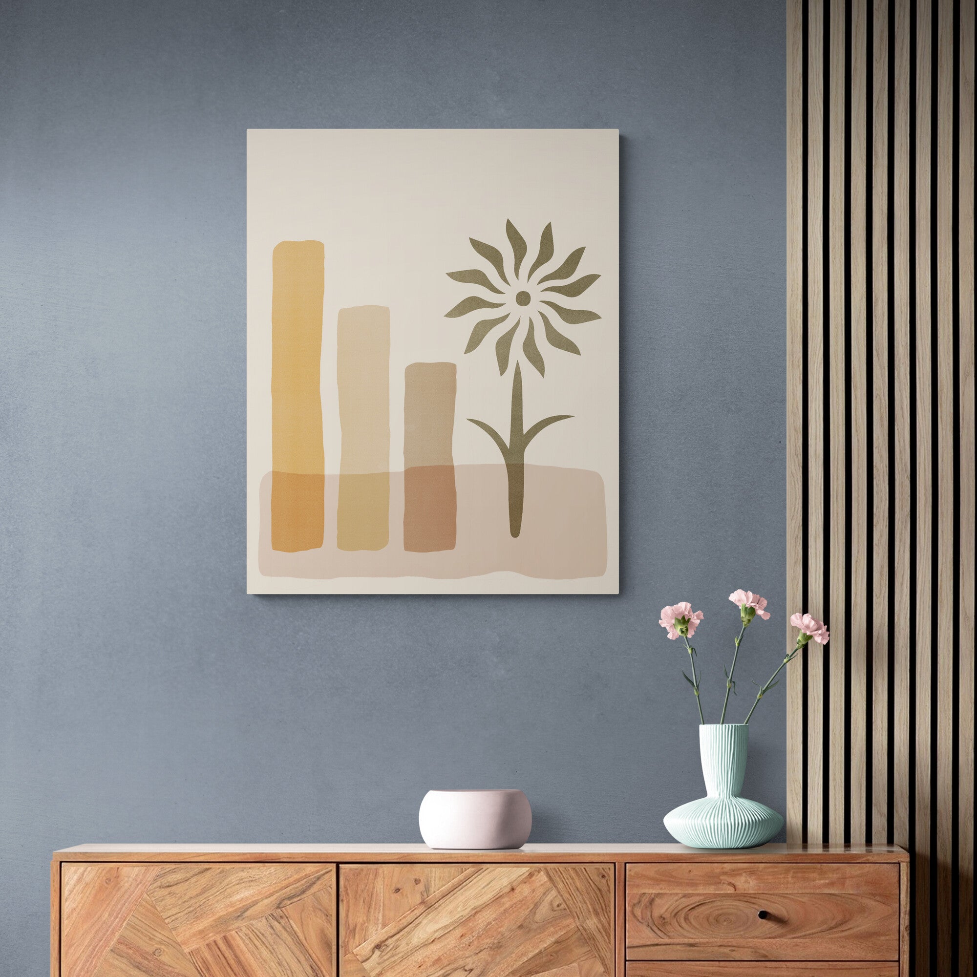 Grow - Boho Abstract Minimalist Wall Art - Canvas Wall Art Framed Print - Various Sizes