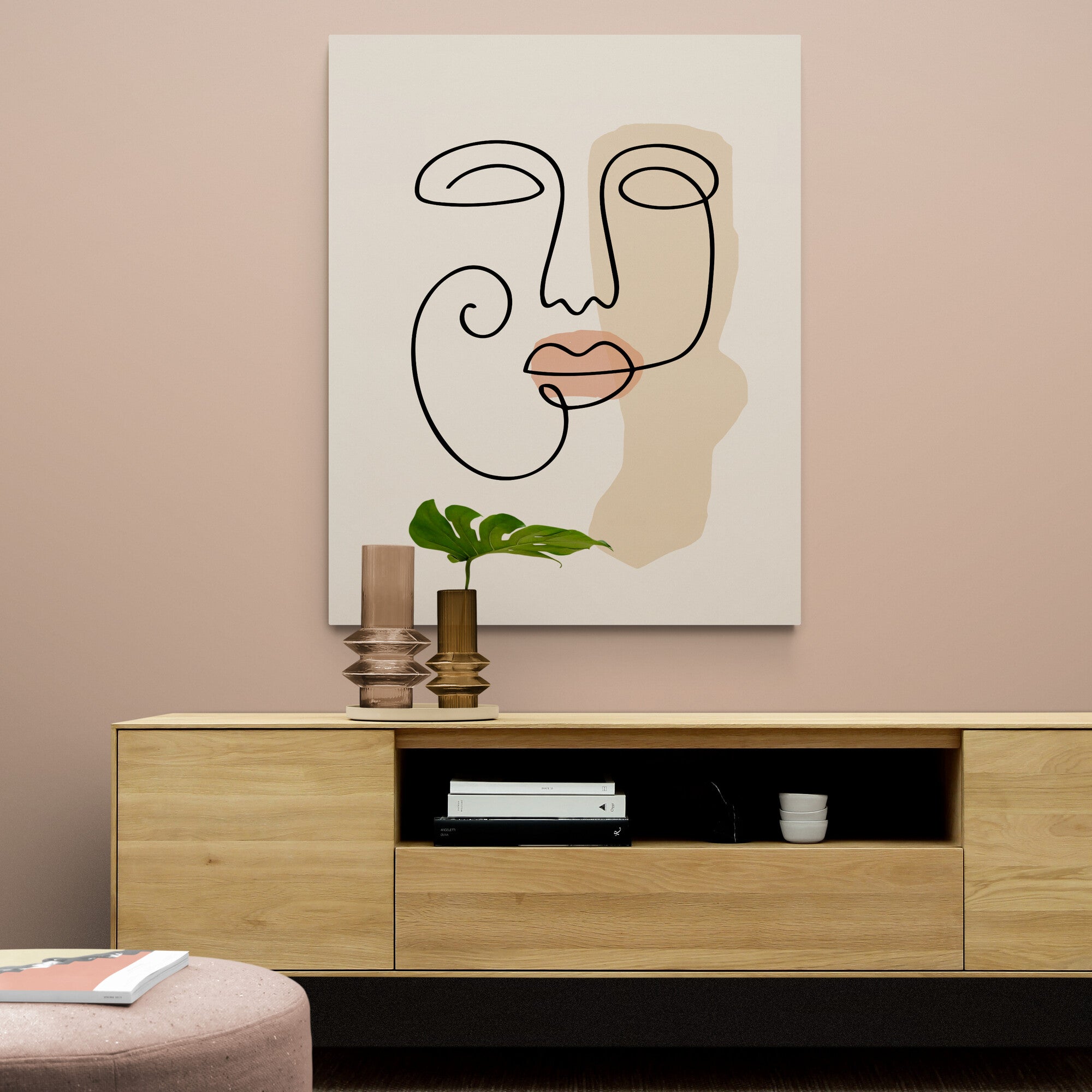 She - Boho Abstract Minimalist Wall Art - Canvas Wall Art Framed Print - Various Sizes
