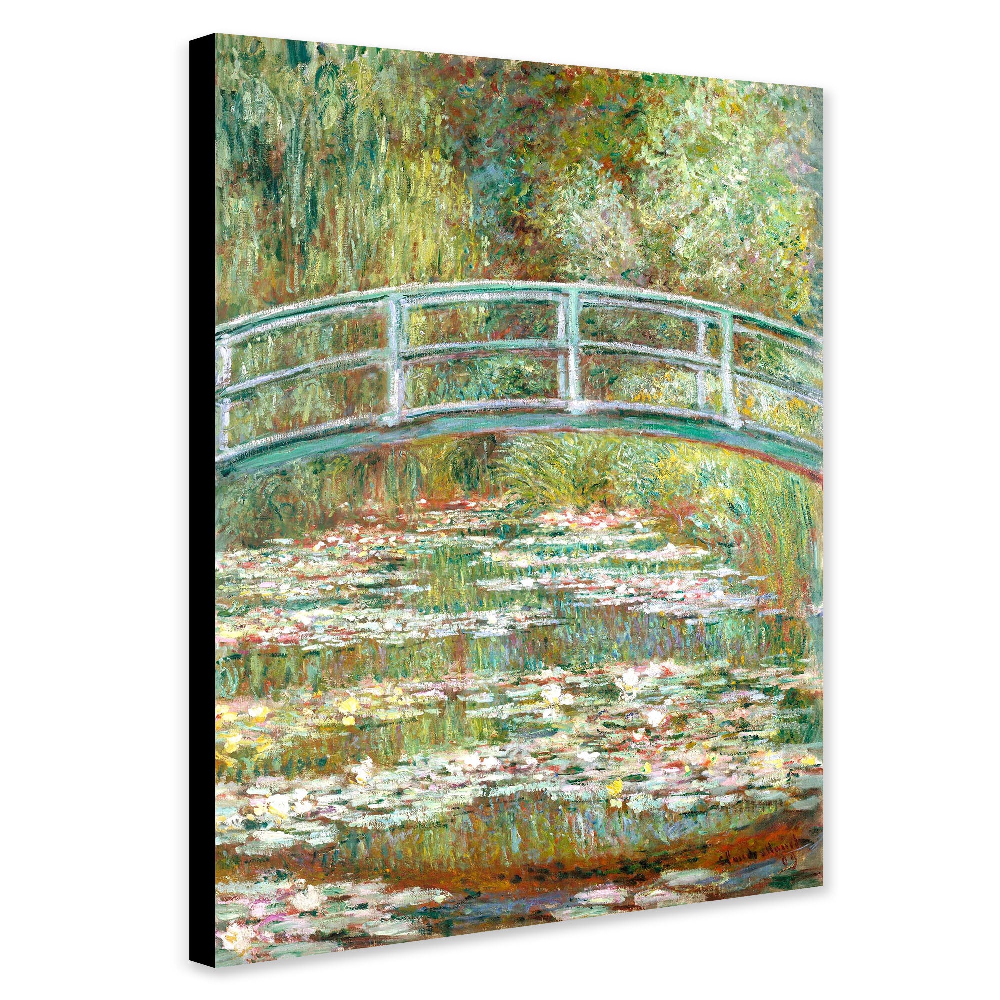 Bridge Over A Pond Of Water Lilies by Claude Monet - Canvas Wall Art Framed Print - Various Sizes