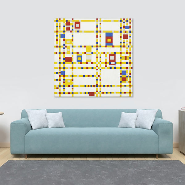 Broadway Boogie Woogie by Piet Mondrian 1942 - Framed Canvas Wall Art Print - Various Sizes