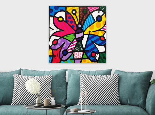 Butterfly Multicoloured  - Pop Art - Framed Canvas Wall Art Print - Various Sizes