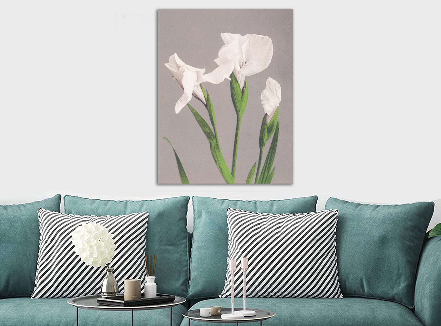 White Irises by Ogawa Kazumasa - Japanese - Canvas Wall Art Framed Print - Various Sizes