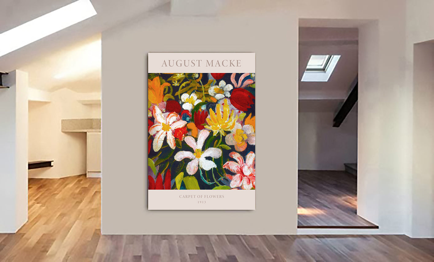 Carpet of Flowers by August Macke - Canvas Wall Art Framed Print - Various Sizes