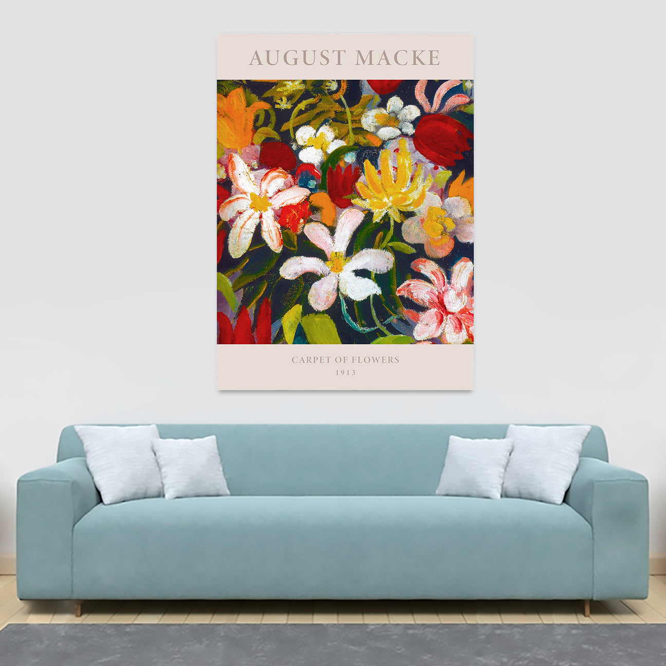 Carpet of Flowers by August Macke - Canvas Wall Art Framed Print - Various Sizes