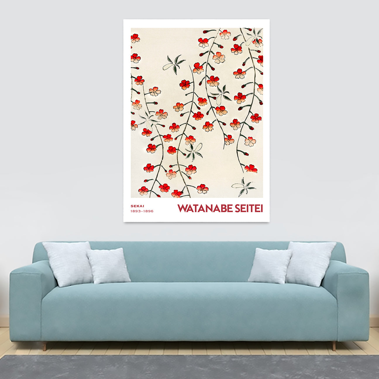 Cherry Tree Flower Japanese Art by Watanabe Seitei - Canvas Wall Art Framed Print - Various Sizes