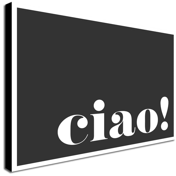 Ciao! dark - Typographic Art - Canvas Wall Art Framed Print - Various Sizes