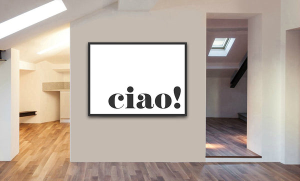 Ciao! light - Typographic Art - Canvas Wall Art Framed Print - Various Sizes