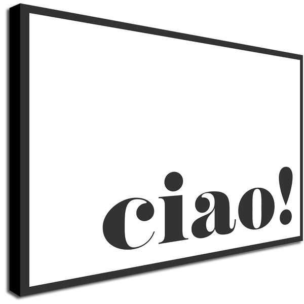 Ciao! light - Typographic Art - Canvas Wall Art Framed Print - Various Sizes