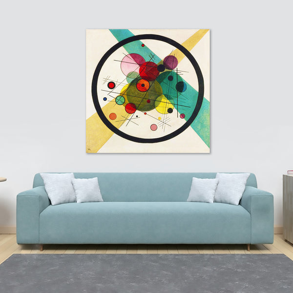Circles in a Circle - Abstract by Wassily Kandinsky - Framed Canvas Wall Art Print - Various Sizes
