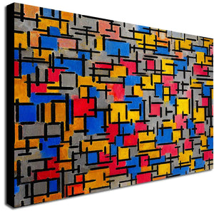 Composition - 1916 - Abstract by Piet Mondrian - Canvas Wall Art Framed Print - Various Sizes