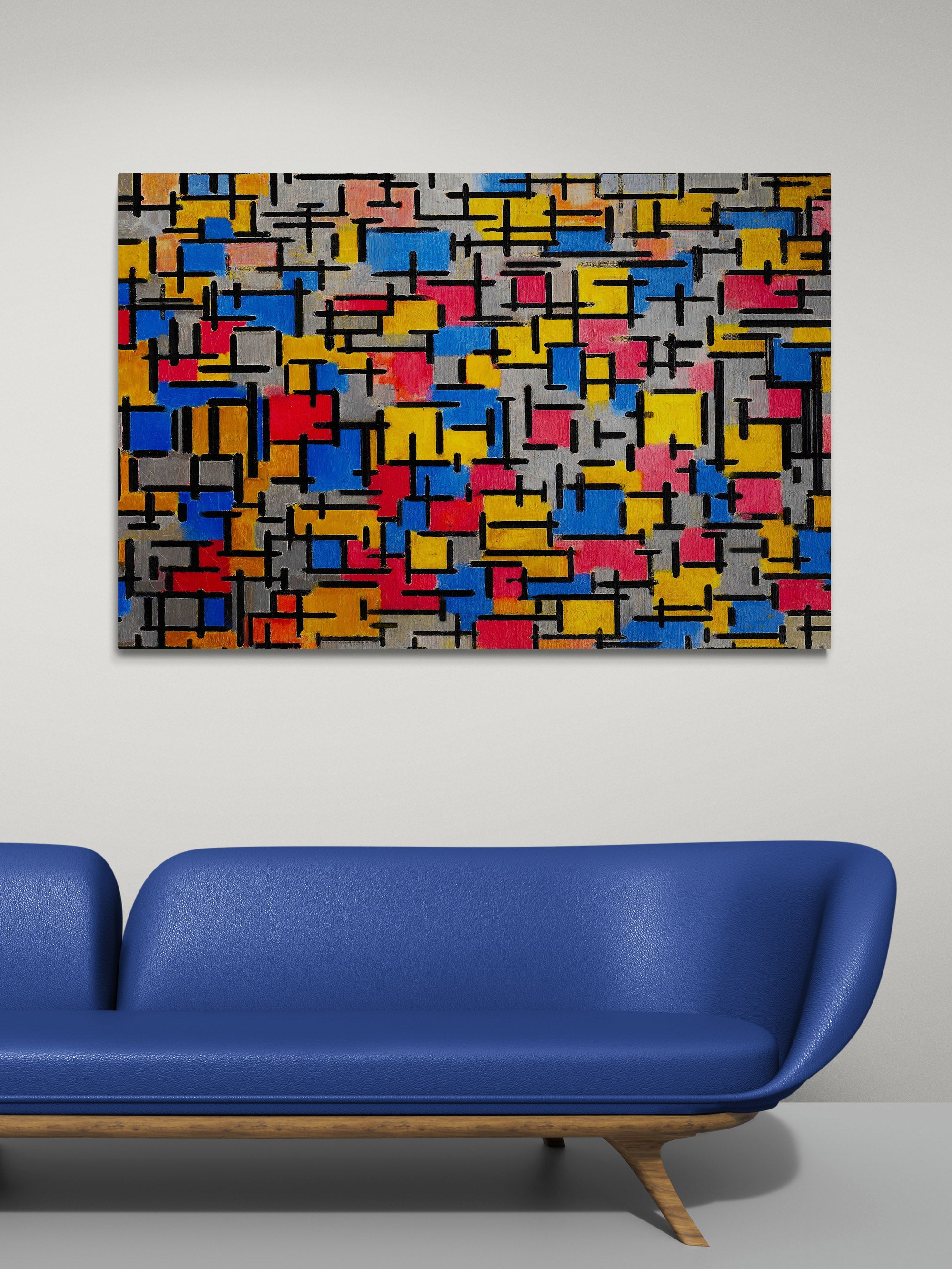 Composition - 1916 - Abstract by Piet Mondrian - Canvas Wall Art Framed Print - Various Sizes