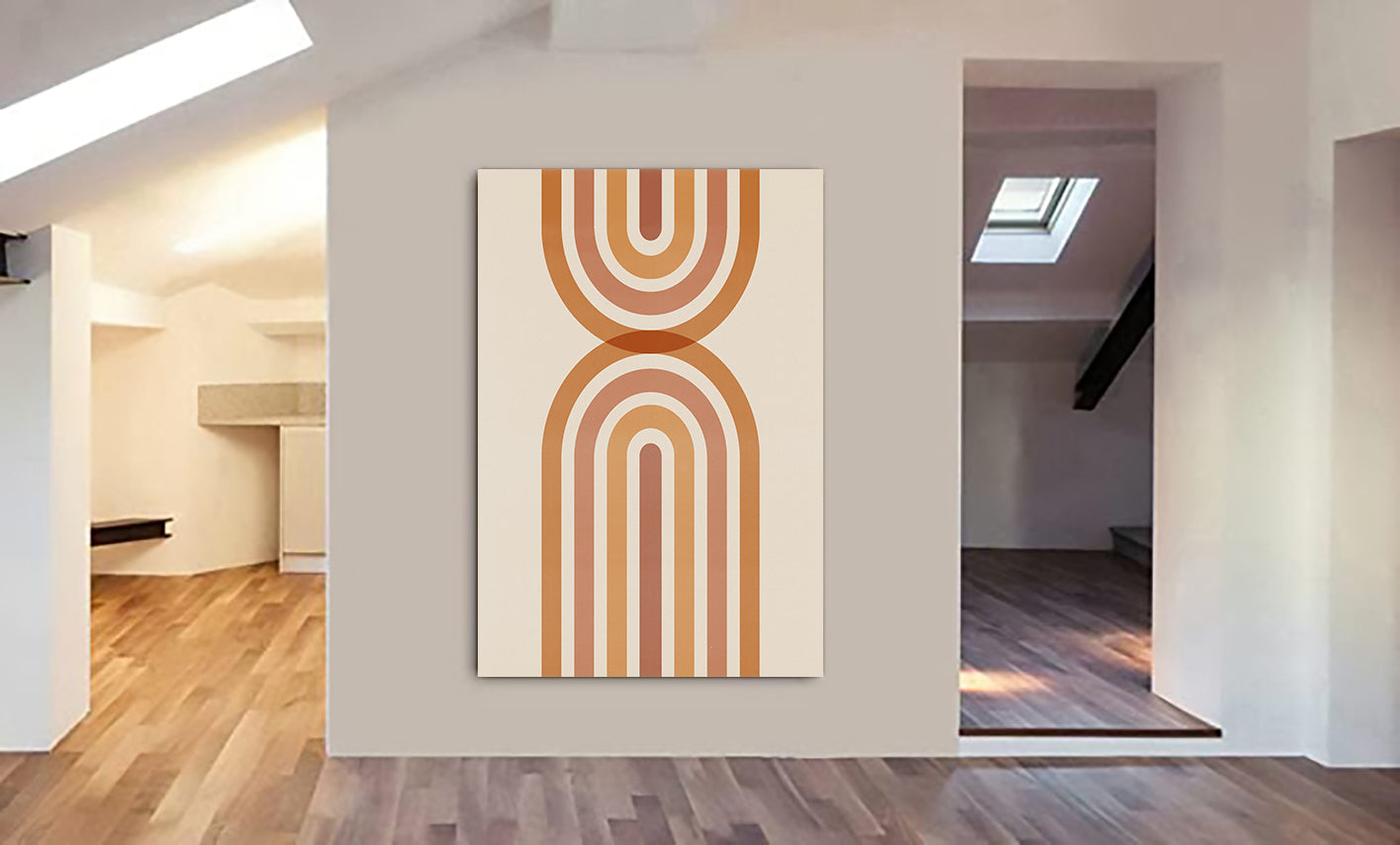 Concentric - Boho Abstract Minimalist Wall Art - Canvas Wall Art Framed Print - Various Sizes
