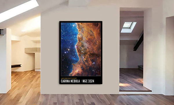 Cosmic Cliffs in the Carina Nebula - James Webb Space Telescope - NASA - Space Art - Modern Wall Art - Canvas Wall Art Framed Print - Various Sizes