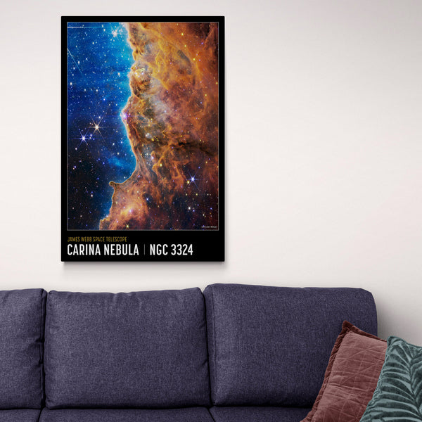 Cosmic Cliffs in the Carina Nebula - James Webb Space Telescope - NASA - Space Art - Modern Wall Art - Canvas Wall Art Framed Print - Various Sizes