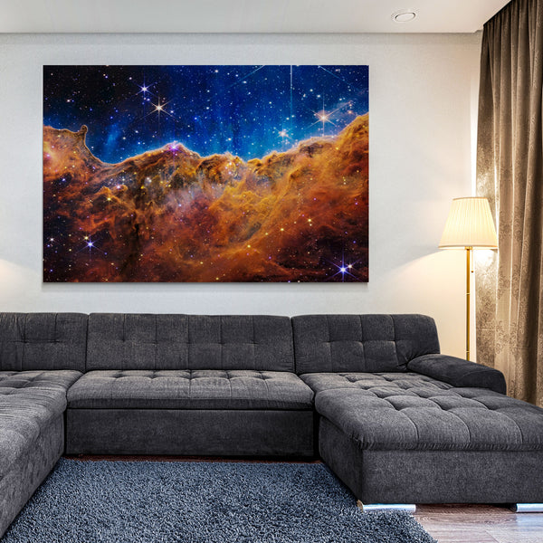 Cosmic Cliffs in the Carina Nebula from NASA’s James Webb Space Telescope - Canvas Wall Art Framed Print - Various Sizes