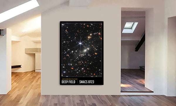Deep Field - James Webb Space Telescope - NASA - Space Art - Modern Wall Art - Canvas Wall Art Framed Print - Various Sizes