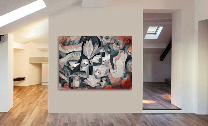 Dry Cooler Garden by Paul Klee - Canvas Wall Art Framed Print - Various Sizes