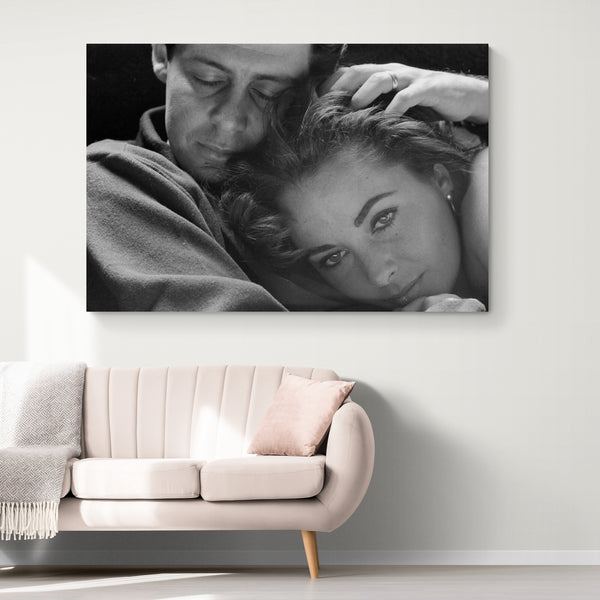 Elizabeth Taylor, Held By Her Husband - Fashion Photography By Toni Frissell - Canvas Wall Art Framed Print - Various Sizes