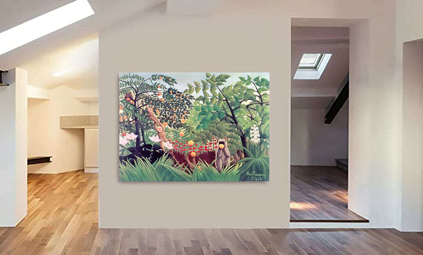 Exotic Landscape by Henri Rousseau - Canvas Wall Art Framed Print - Various Sizes