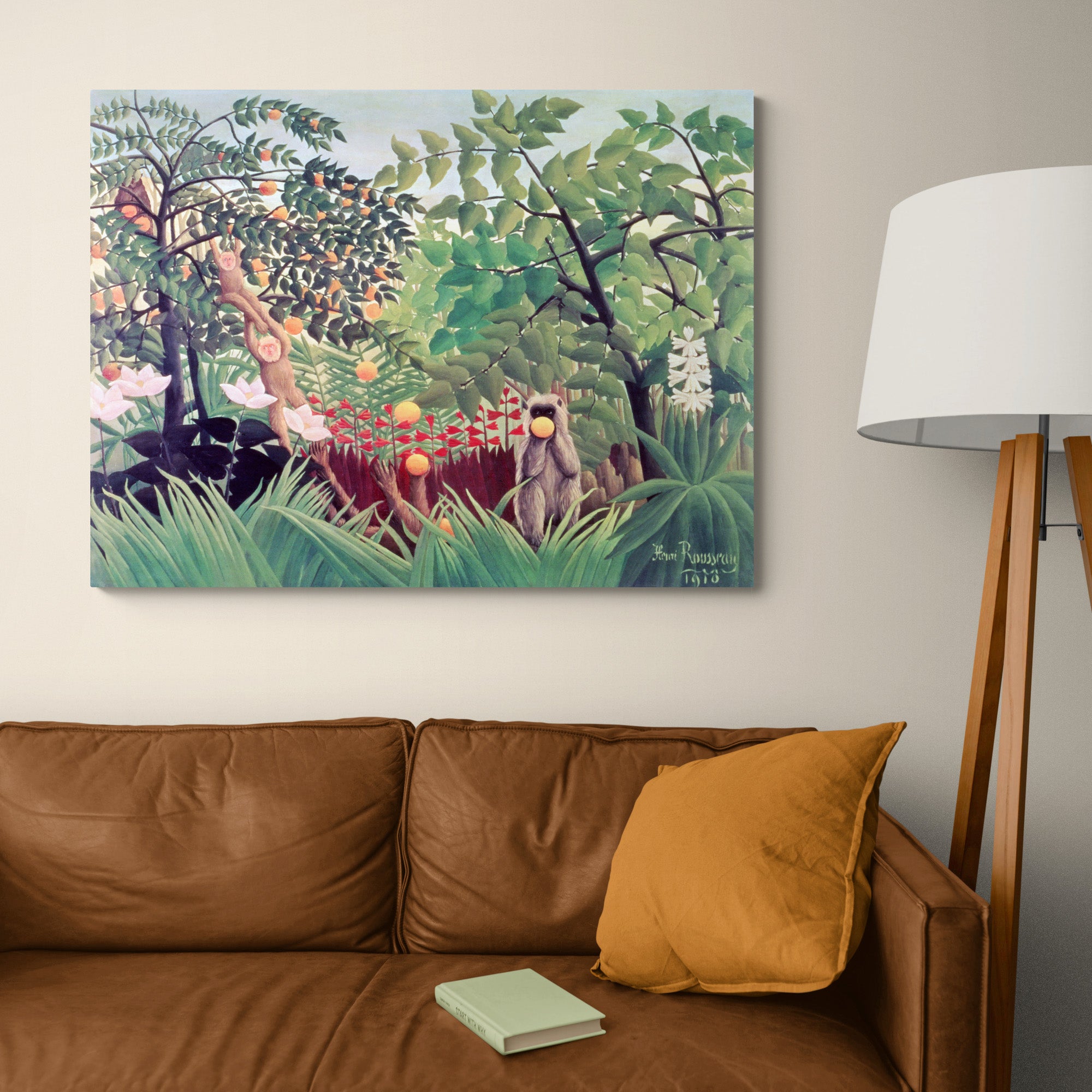 Exotic Landscape by Henri Rousseau - Canvas Wall Art Framed Print - Various Sizes