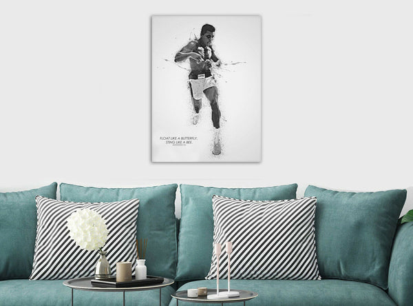 Muhammad Ali - Float Like A Butterfly, Sting Like A Bee - Canvas Wall Art Framed Print - Various Sizes