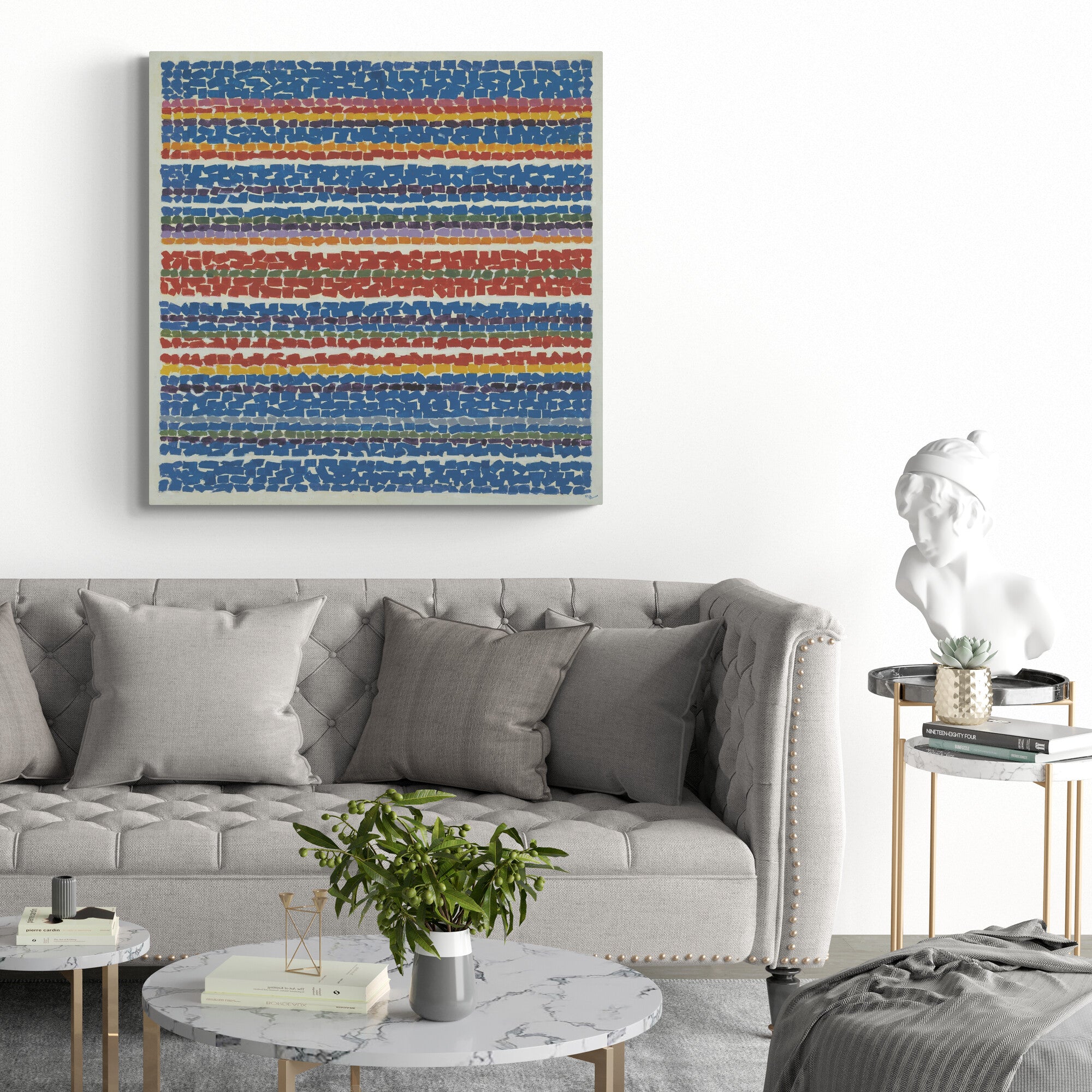 Light Blue Nursery Wall Art By Alma Thomas 1968 - Framed Canvas Wall Art Print - Various Sizes