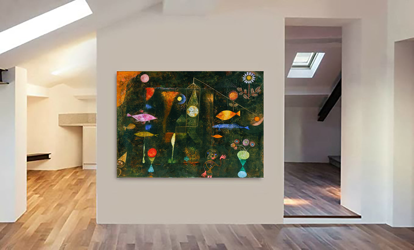 Fish Magic by Paul Klee - Canvas Wall Art Framed Print - Various Sizes