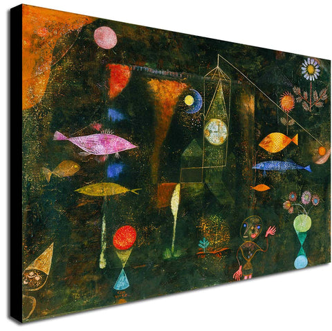 Fish Magic by Paul Klee - Canvas Wall Art Framed Print - Various Sizes